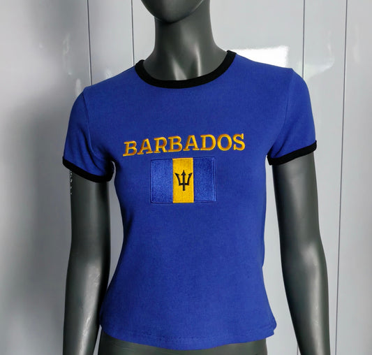 Bajan Crop Top Flag Tee