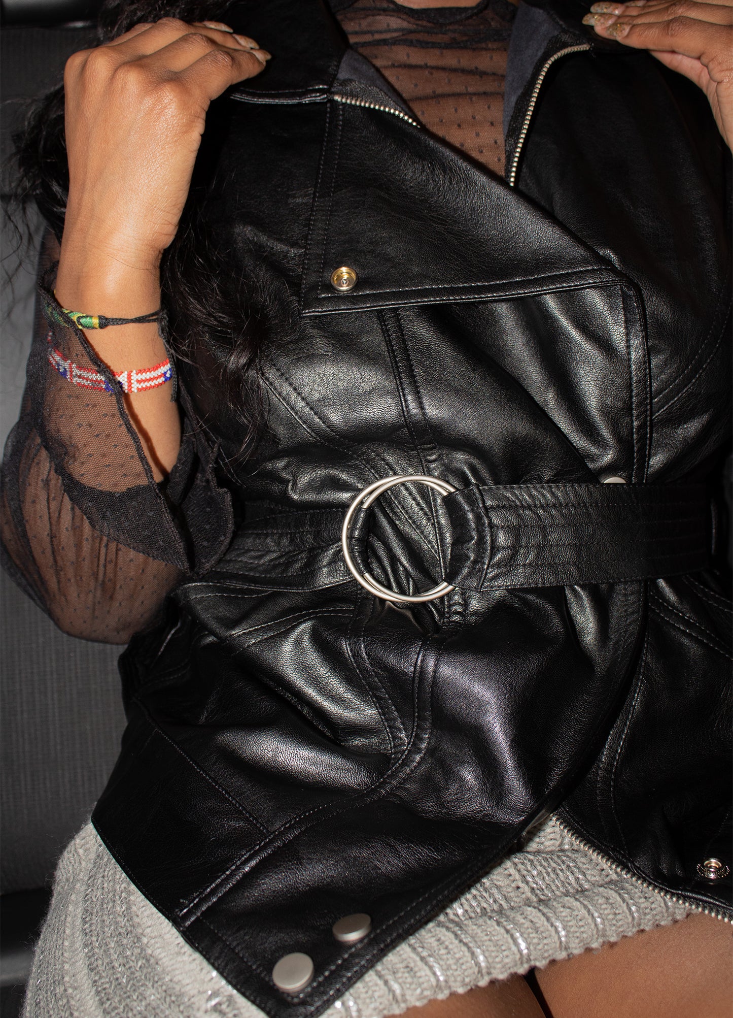 Milan Black Leather Vest